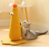 Yellow Adorable Chick Cat Scratching Post - Durable Sisal Rope Scratcher Toy for Cats & Kittens